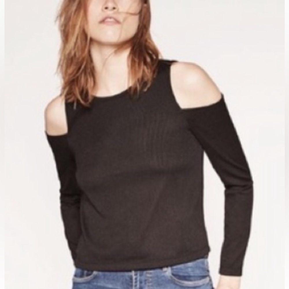 ZARA womens cut sleeve top